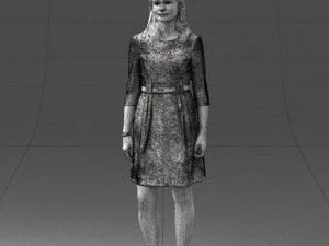 000501 Young Woman in Casual Dress Standing Female Character 3D Model