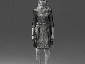 000501 Young Woman in Casual Dress Standing Female Character 3D Model