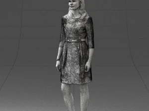 000501 Young Woman in Casual Dress Standing Female Character 3d print ready 3D Print Model
