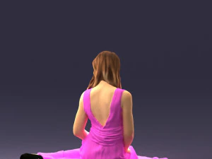 000505 Elegant Woman Sitting in Evening Dress Female Character 3D Model