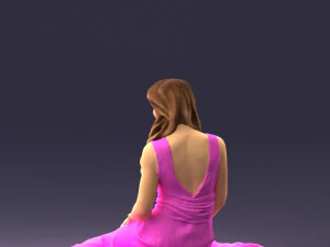 000505 Elegant Woman Sitting in Evening Dress Female Character 3D Model