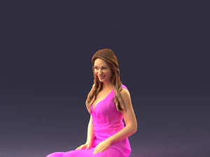 000505 Elegant Woman Sitting in Evening Dress Female Character 3D Model