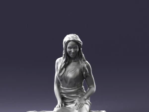 000505 Elegant Woman Sitting in Evening Dress Female Character 3D Model