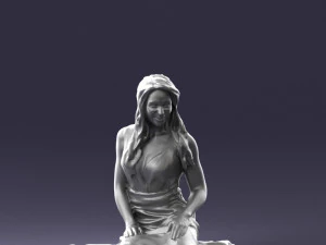 000505 Elegant Woman Sitting in Evening Dress Female Character 3D Model