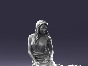 000505 Elegant Woman Sitting in Evening Dress Female Character 3D Model