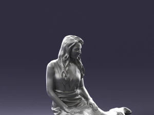 000505 Elegant Woman Sitting in Evening Dress Female Character 3D Model