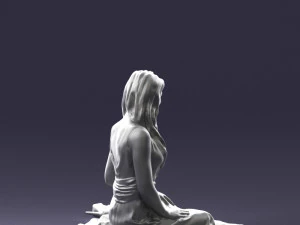 000505 Elegant Woman Sitting in Evening Dress Female Character 3D Model