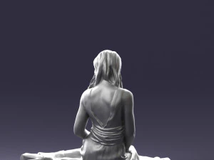 000505 Elegant Woman Sitting in Evening Dress Female Character 3D Model