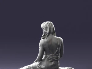 000505 Elegant Woman Sitting in Evening Dress Female Character 3D Model