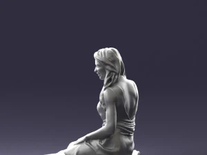 000505 Elegant Woman Sitting in Evening Dress Female Character 3D Model