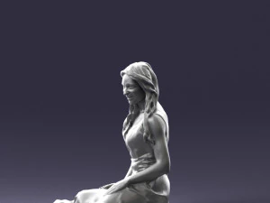 000505 Elegant Woman Sitting in Evening Dress Female Character 3D Model