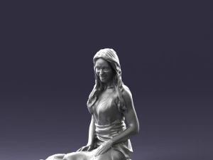 000505 Elegant Woman Sitting in Evening Dress Female Character 3D Model
