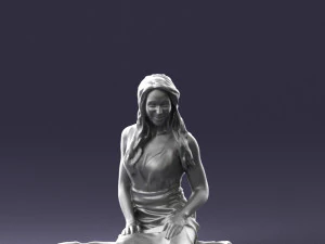 000505 Elegant Woman Sitting in Evening Dress Female Character 3D Model