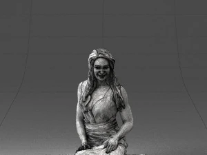 000505 Elegant Woman Sitting in Evening Dress Female Character 3D Model