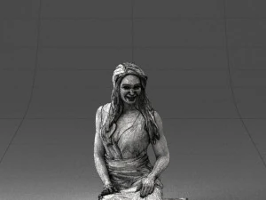 000505 Elegant Woman Sitting in Evening Dress Female Character 3D Model