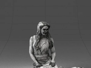000505 Elegant Woman Sitting in Evening Dress Female Character 3D Model