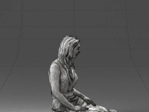000505 Elegant Woman Sitting in Evening Dress Female Character 3D Model