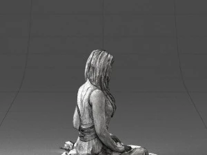 000505 Elegant Woman Sitting in Evening Dress Female Character 3D Model