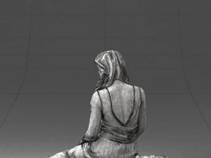 000505 Elegant Woman Sitting in Evening Dress Female Character 3D Model