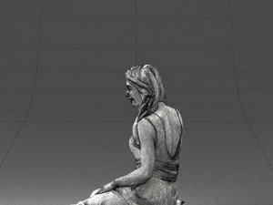 000505 Elegant Woman Sitting in Evening Dress Female Character 3D Model