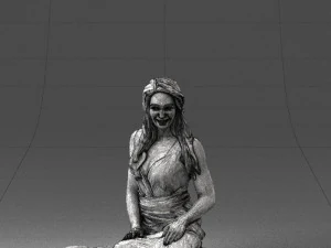 000505 Elegant Woman Sitting in Evening Dress Female Character 3D Model