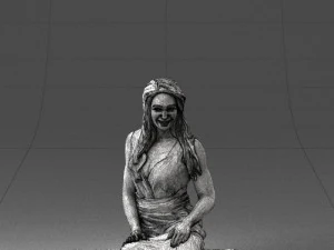 000505 Elegant Woman Sitting in Evening Dress Female Character 3D Model