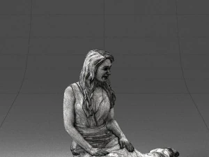 000505 Elegant Woman Sitting in Evening Dress Female Character 3d print ready 3D Print Model