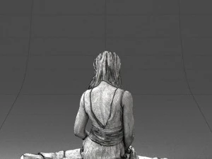 000505 Elegant Woman Sitting in Evening Dress Female Character 3d print ready 3D Print Model