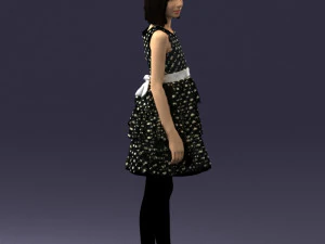 000509 Young Girl in Dress Standing Casual Child Character 3D Model