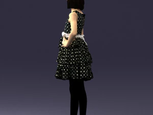 000509 Young Girl in Dress Standing Casual Child Character 3D Model