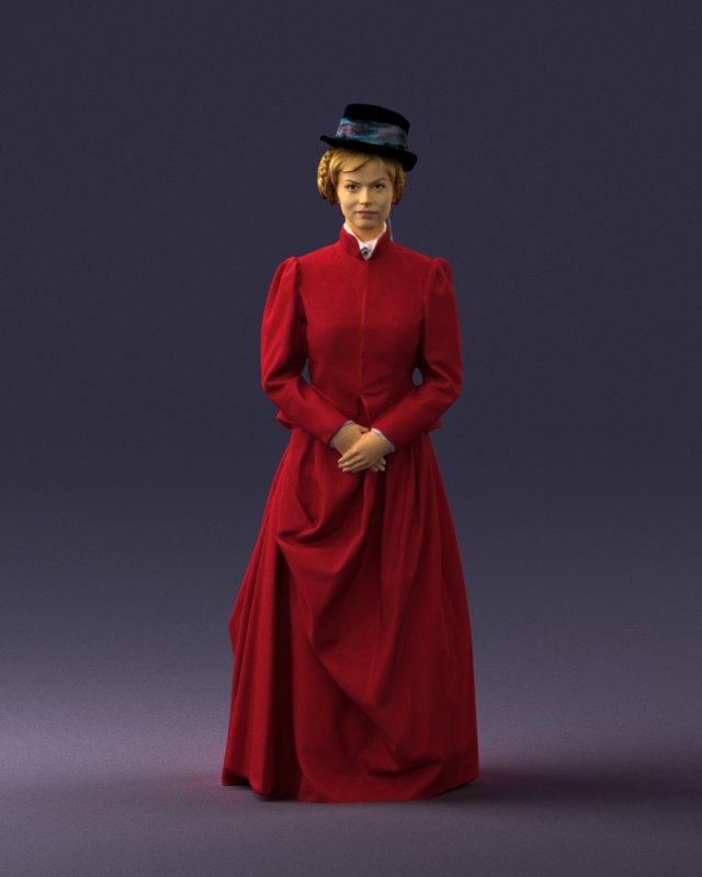 woman in red dress 0178 3D Model .c4d .max .obj .3ds .fbx .stl .blend