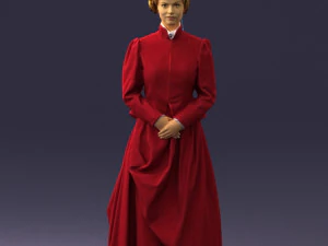 000514 Victorian Woman in Red Dress Historical Female Character 3d print ready 3D Print Model