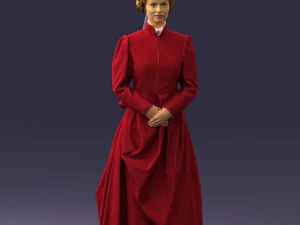 000514 Victorian Woman in Red Dress Historical Female Character 3d print ready 3D Print Model