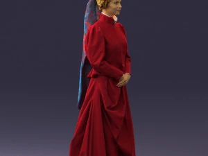 000514 Victorian Woman in Red Dress Historical Female Character 3d print ready 3D Print Model