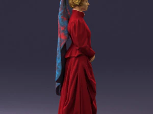 000514 Victorian Woman in Red Dress Historical Female Character 3d print ready 3D Print Model