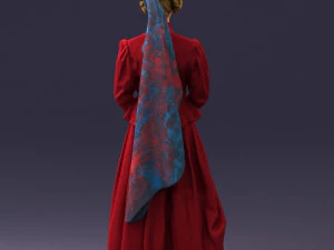 000514 Victorian Woman in Red Dress Historical Female Character 3d print ready 3D Print Model