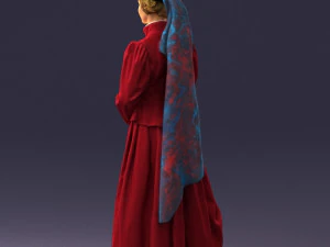000514 Victorian Woman in Red Dress Historical Female Character 3d print ready 3D Print Model