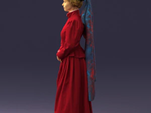 000514 Victorian Woman in Red Dress Historical Female Character 3d print ready 3D Print Model