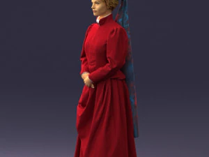000514 Victorian Woman in Red Dress Historical Female Character 3d print ready 3D Print Model