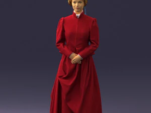 000514 Victorian Woman in Red Dress Historical Female Character 3d print ready 3D Print Model