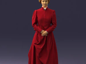 000514 Victorian Woman in Red Dress Historical Female Character 3d print ready 3D Print Model