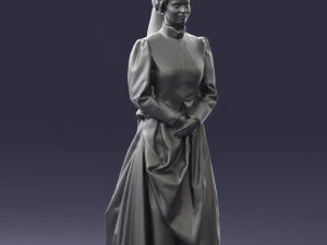 000514 Victorian Woman in Red Dress Historical Female Character 3d print ready 3D Print Model