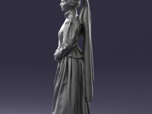 000514 Victorian Woman in Red Dress Historical Female Character 3d print ready 3D Print Model