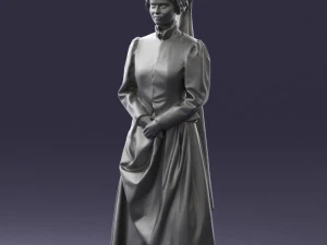 000514 Victorian Woman in Red Dress Historical Female Character 3d print ready 3D Print Model