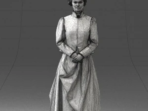 000514 Victorian Woman in Red Dress Historical Female Character 3d print ready 3D Print Model