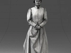 000514 Victorian Woman in Red Dress Historical Female Character 3d print ready 3D Print Model