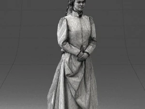 000514 Victorian Woman in Red Dress Historical Female Character 3d print ready 3D Print Model