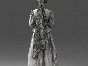 000514 Victorian Woman in Red Dress Historical Female Character 3d print ready 3D Print Model