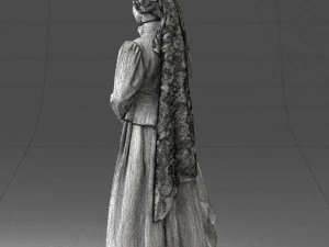 000514 Victorian Woman in Red Dress Historical Female Character 3d print ready 3D Print Model