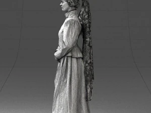 000514 Victorian Woman in Red Dress Historical Female Character 3d print ready 3D Print Model